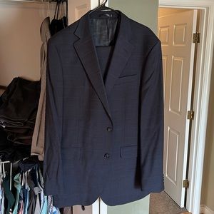 Kenneth Cole New York Blue Windowpane Suit 44L 34x32